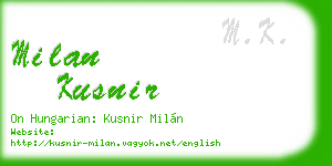 milan kusnir business card